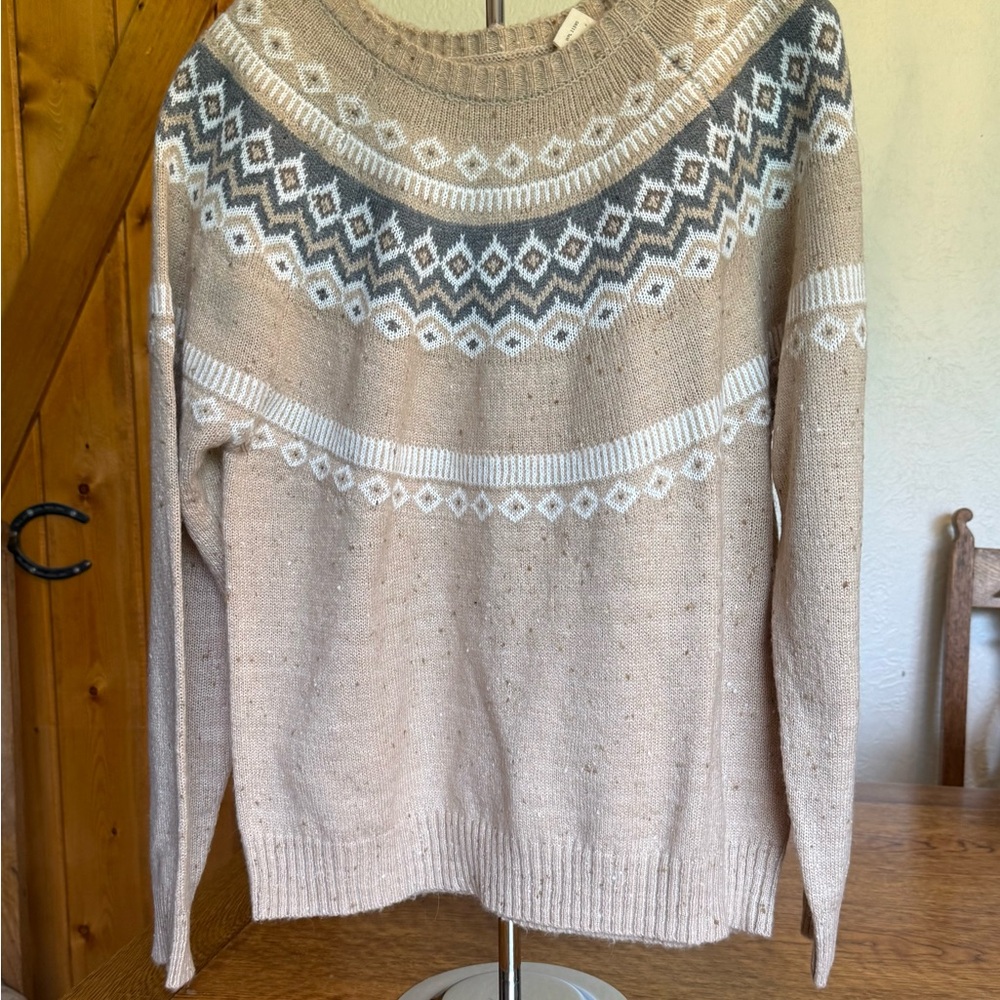 Weatherproof Vintage brand Cozy Beige Patterned Sweater